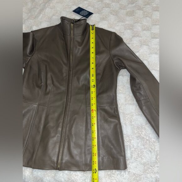 Women’s Cole Haan Wing Collar Leather Jacket • Size XSmall - Picture 10 of 15